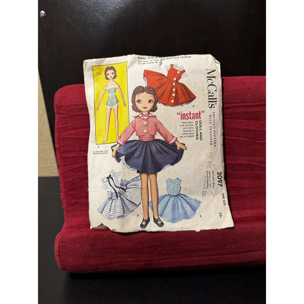 Vintage 1956 McCall's 2097 Betsy McCall Doll & Clothes Sewing Pattern Complete